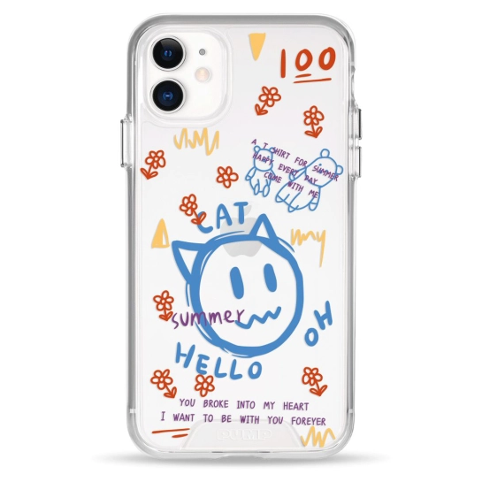 Чохол Pump Transparency Silver Button Case для iPhone 11 Hello Cat