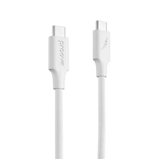 Кабель Proove Striped Silicone Type-C to Type-C 60W (1m) White - цена, характеристики, отзывы, рассрочка, фото 1