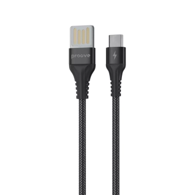 Кабель Proove Double Way Weft Micro USB 2.4A (1m) Black - цена, характеристики, отзывы, рассрочка, фото 1