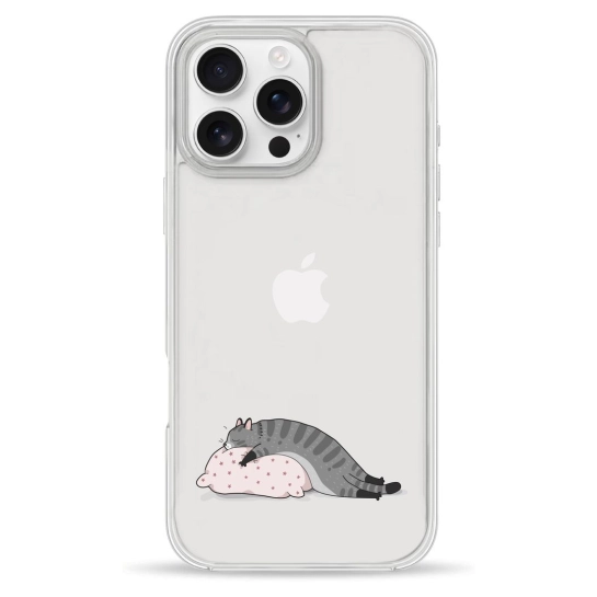 Чехол Pump Clear Case for iPhone 16 Pro Cat On The Pillow