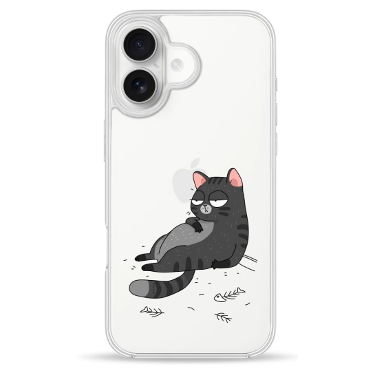 Чехол Pump Clear Case for iPhone 16 The Cat Is Full
