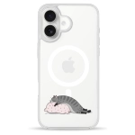 Чохол Pump Clear Case with MagSafe for iPhone 16 Cat On The Pillow