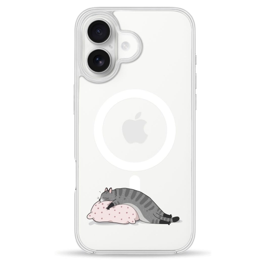 Чохол Pump Clear Case with MagSafe for iPhone 16 Cat On The Pillow - ціна, характеристики, відгуки, розстрочка, фото 1