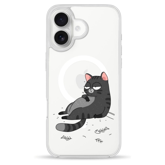 Чохол Pump Clear Case with MagSafe for iPhone 16 The Cat Is Full - ціна, характеристики, відгуки, розстрочка, фото 1