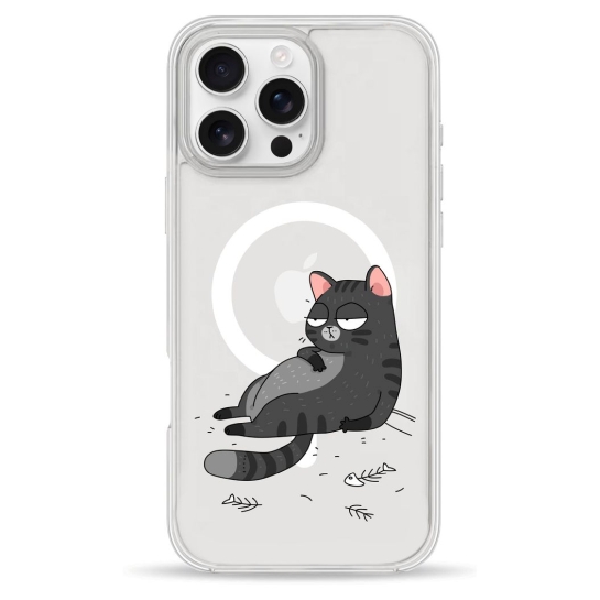 Чохол Pump Clear Case with MagSafe для iPhone 16 Pro Max The Cat Is Full - ціна, характеристики, відгуки, розстрочка, фото 1