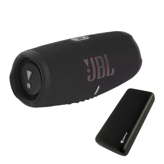 Портативная акустика + павербанк JBL Charge 5 Black + Griffin GP-149 20000mAh (JBLCHARGE5BLKPB)