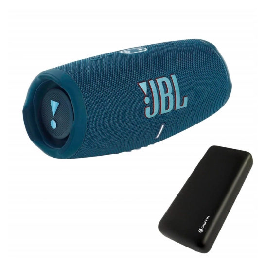 Портативна акустика + павербанк JBL Charge 5 Blue + Griffin GP-149 20000mAh (JBLCHARGE5BLUPB)