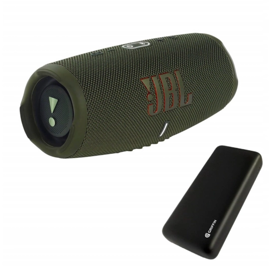 Портативная акустика + павербанк JBL Charge 5 Green + Griffin GP-149 20000mAh (JBLCHARGE5GRNPB)