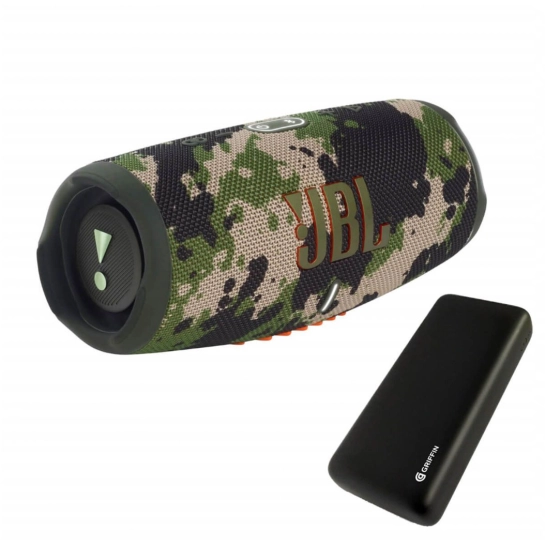 Портативна акустика + павербанк JBL Charge 5 Squad + Griffin GP-149 20000mAh (JBLCHARGE5SQUADPB)