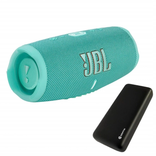 Портативная акустика + павербанк JBL Charge 5 Teal + Griffin GP-149 20000mAh (JBLCHARGE5TEALPB)