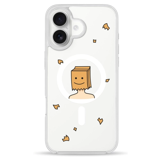 Чохол Pump Clear Case with MagSafe for iPhone 16 Paper Bag On Head