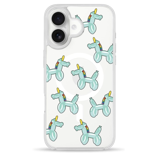 Чехол Pump Clear Case with MagSafe for iPhone 16 Unicorn Balloon
