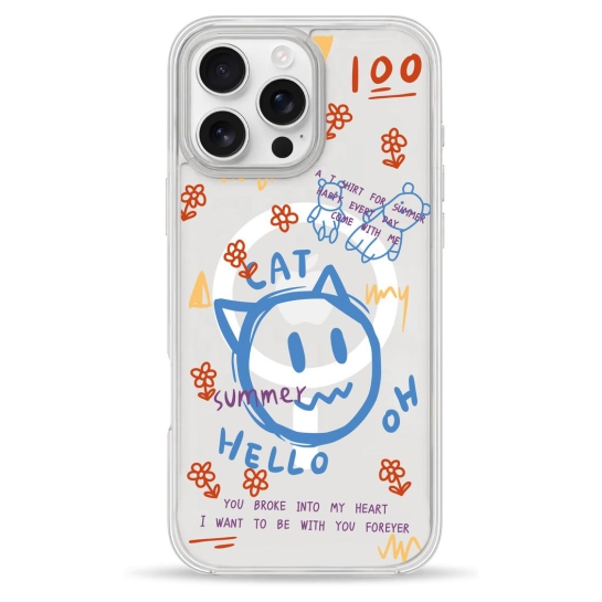 Чехол Pump Clear Case with MagSafe for iPhone 16 Pro Hello Cat