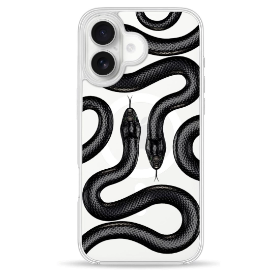 Чехол Pump Clear Case with MagSafe for iPhone 16 Black Snake