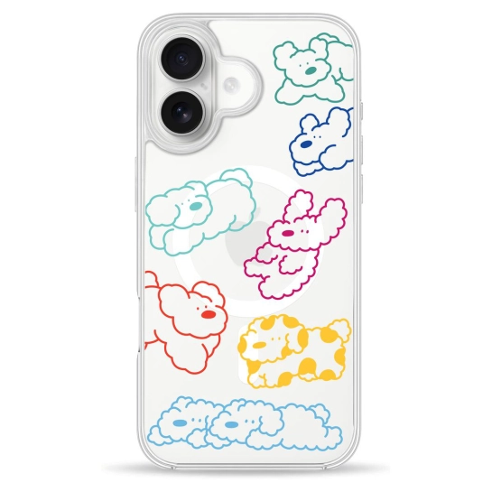 Чохол Pump Clear Case with MagSafe for iPhone 16 Cloudy dogs