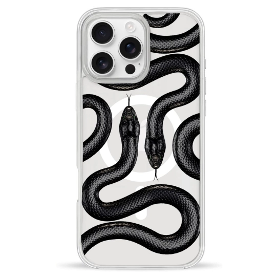 Чехол Pump Clear Case with MagSafe for iPhone 16 Pro Max Black Snake