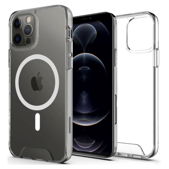 Чехол Space TPU Metal Buttons Case with MagSafe for iPhone 13 Pro Max Clear - цена, характеристики, отзывы, рассрочка, фото 1