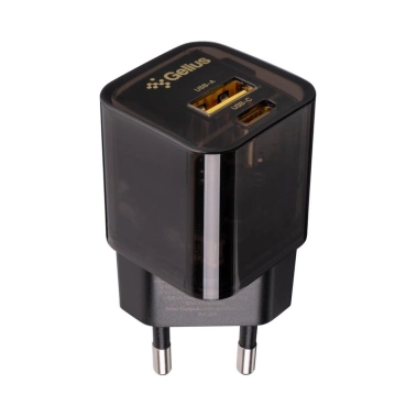 Сетевое зарядное устройство Gelius Genesis USB + Type-C 30W Transparent Black - цена, характеристики, отзывы, рассрочка, фото 1
