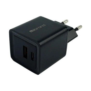 Мережевий зарядний пристрій Mibrand MI-30 GaN 30W Travel Charger USB-A + USB-C Black - цена, характеристики, отзывы, рассрочка, фото 1