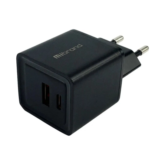 Мережевий зарядний пристрій Mibrand MI-30 GaN 30W Travel Charger USB-A + USB-C Black