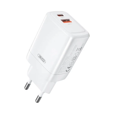 Мережевий зарядний пристрій XO CE16 - 45W PD USB-C & 22.5W QC USB-A White - цена, характеристики, отзывы, рассрочка, фото 1