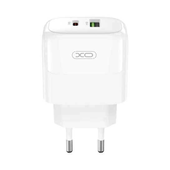 Сетевое зарядное устройство XO L138 - 30W PD USB-C & 18W QC USB-A White