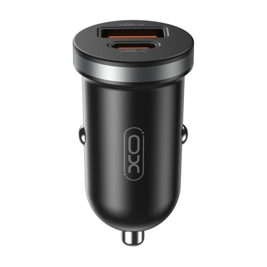 Автомобильное зарядное устройство XO CC56 30W Mini Car Charger Type-C PD + USB-A Black