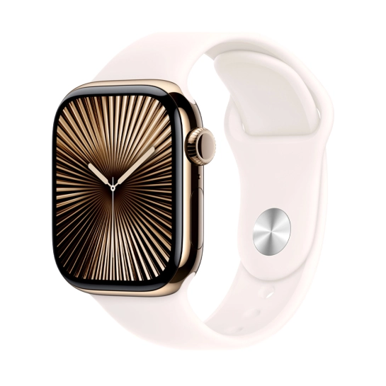 Б/У Apple Watch 10 + LTE 46mm Gold Titanium Case with Starlight Sport Band M/L (Відмінний)