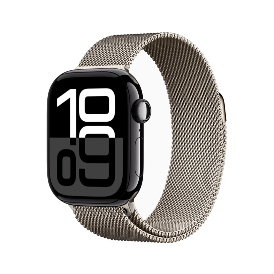 Б/У Apple Watch 10 42mm Jet Black Aluminium Case with Natural Milanese Loop S/M (Отличное)