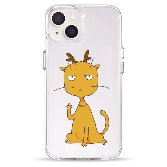 Чехол Pump Clear Case for iPhone 14 Angry Сat With Horns