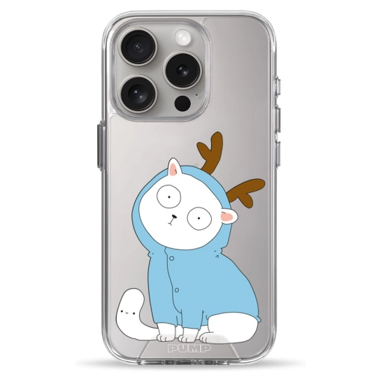 Чохол Pump Clear Case for iPhone 15 Pro Cat With Deer Horns