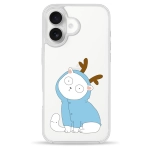 Чехол Pump Clear Case for iPhone 16 Cat With Deer Horns