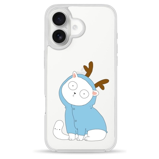 Чохол Pump Clear Case for iPhone 16 Cat With Deer Horns - ціна, характеристики, відгуки, розстрочка, фото 1