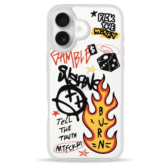 Чохол Pump Clear Case for iPhone 16 Burn Graffiti