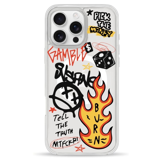 Чехол Pump Clear Case with MagSafe for iPhone 16 Pro Max Burn Graffiti - цена, характеристики, отзывы, рассрочка, фото 1