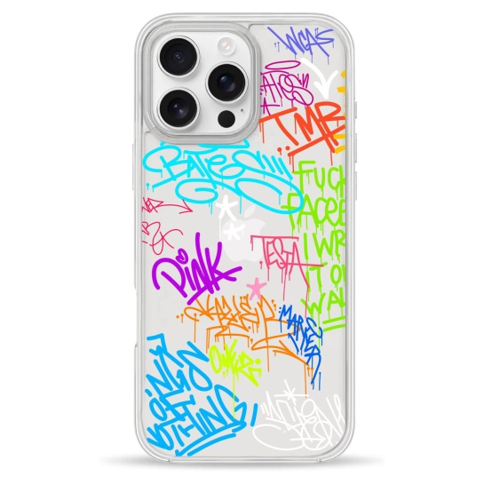 Чохол Pump Clear Case for iPhone 16 Pro Max Text Graffiti