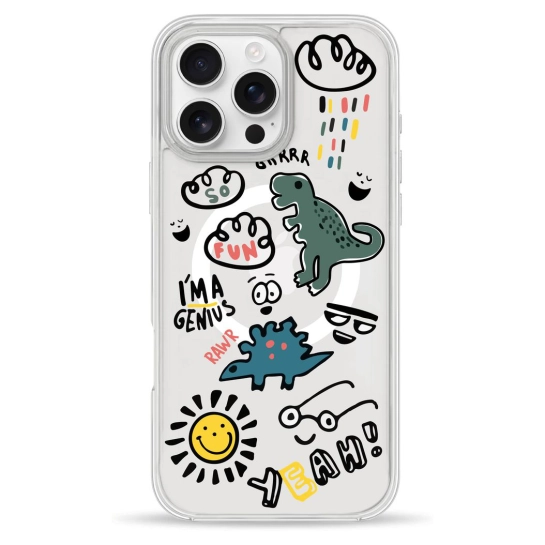 Чехол Pump Clear Case with MagSafe for iPhone 16 Pro Max Dinosaurs
