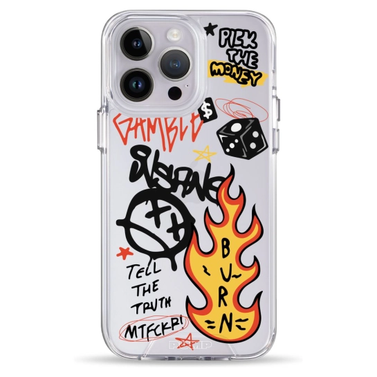 Чехол Pump Clear Case for iPhone 14 Pro Max Burn Graffiti