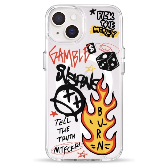 Чехол Pump Clear Case with MagSafe for iPhone 14 Burn Graffiti - цена, характеристики, отзывы, рассрочка, фото 1