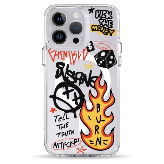 Чехол Pump Clear Case with MagSafe for iPhone 14 Pro Burn Graffiti - цена, характеристики, отзывы, рассрочка, фото 1