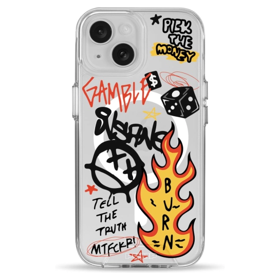 Чохол Pump Clear Case with MagSafe for iPhone 15 Burn Graffiti