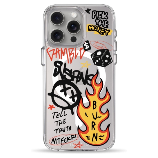 Чехол Pump Clear Case with MagSafe for iPhone 15 Pro Max Burn Graffiti - цена, характеристики, отзывы, рассрочка, фото 1