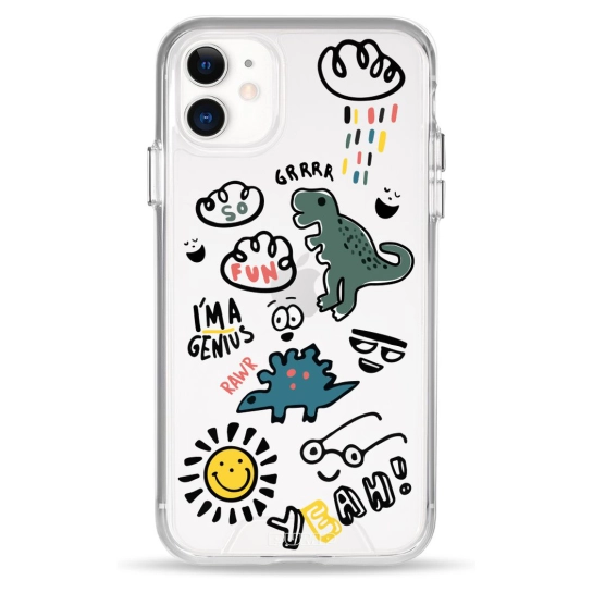 Чехол Pump Clear Case for iPhone 11 Dinosaurs