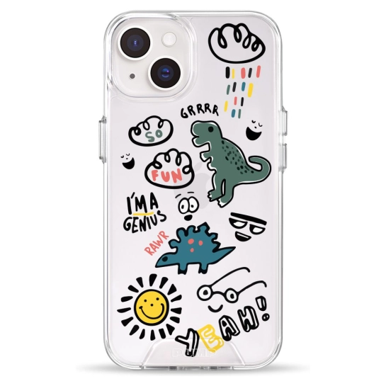 Чехол Pump Clear Case for iPhone 14 Dinosaurs