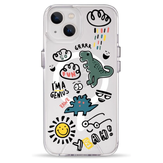 Чохол Pump Clear Case with MagSafe for iPhone 13 Dinosaurs