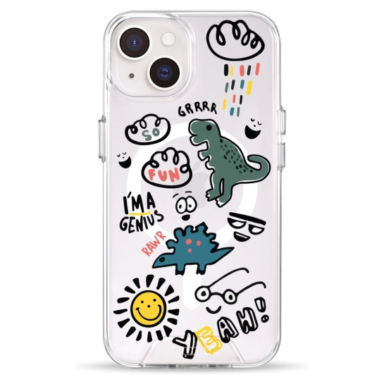 Чехол Pump Clear Case with MagSafe for iPhone 14 Dinosaurs