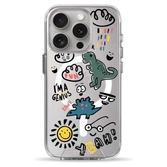 Чохол Pump Clear Case with MagSafe for iPhone 15 Pro Dinosaurs - ціна, характеристики, відгуки, розстрочка, фото 1