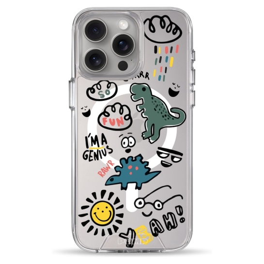 Чохол Pump Clear Case with MagSafe for iPhone 15 Pro Max Dinosaurs - ціна, характеристики, відгуки, розстрочка, фото 1