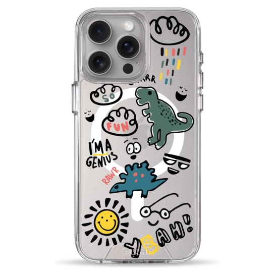 Чехол Pump Clear Case with MagSafe for iPhone 15 Pro Max Dinosaurs