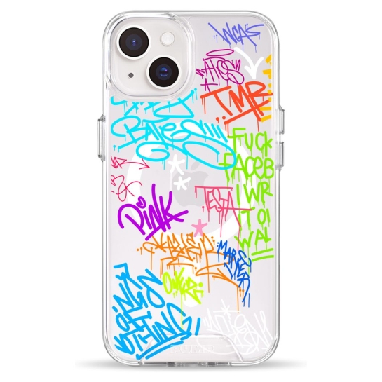 Чехол Pump Clear Case with MagSafe for iPhone 14 Text Graffiti - цена, характеристики, отзывы, рассрочка, фото 1